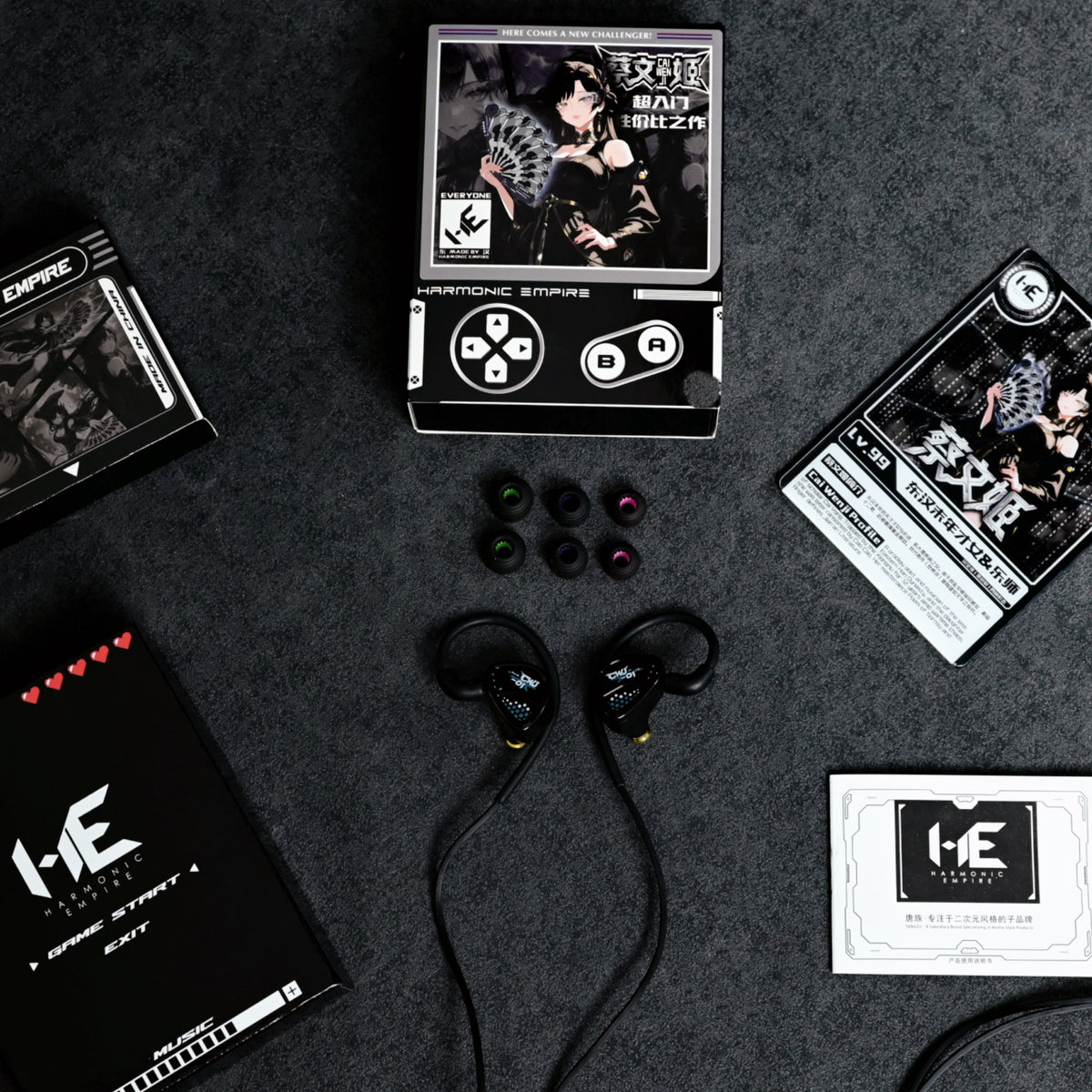 HE Cai Wenji Black 10mm Single Dynamic Driver 0.78 2pin HiFi In-Ear Monitors